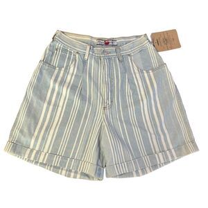 NWT Gloria Vanderbilt Size 14 26” Waist High Rise Striped Washed Jean Shorts